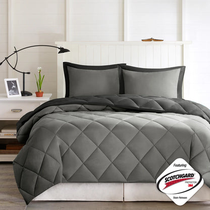 Twin/Twin XL 3M Scotchgard Diamond Quilting Reversible Down Alternative Comforter Set