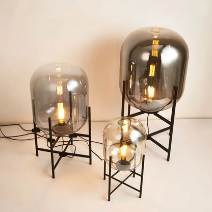 Creative LED Glass Ball Floor Lamp Post Modern Hotel Coffee Shop Bedroom Bedside Reading Glass Decorative Floor Lamp