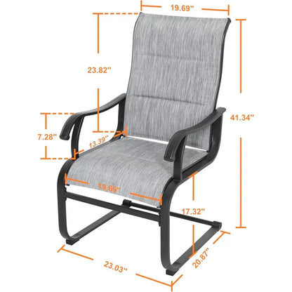 2-Piece Outdoor Dining Chair Set, Weather-Resistant Padded Textilene, High-Back Spring Motion Chairs for Patio, Lawn, Deck, Grey
