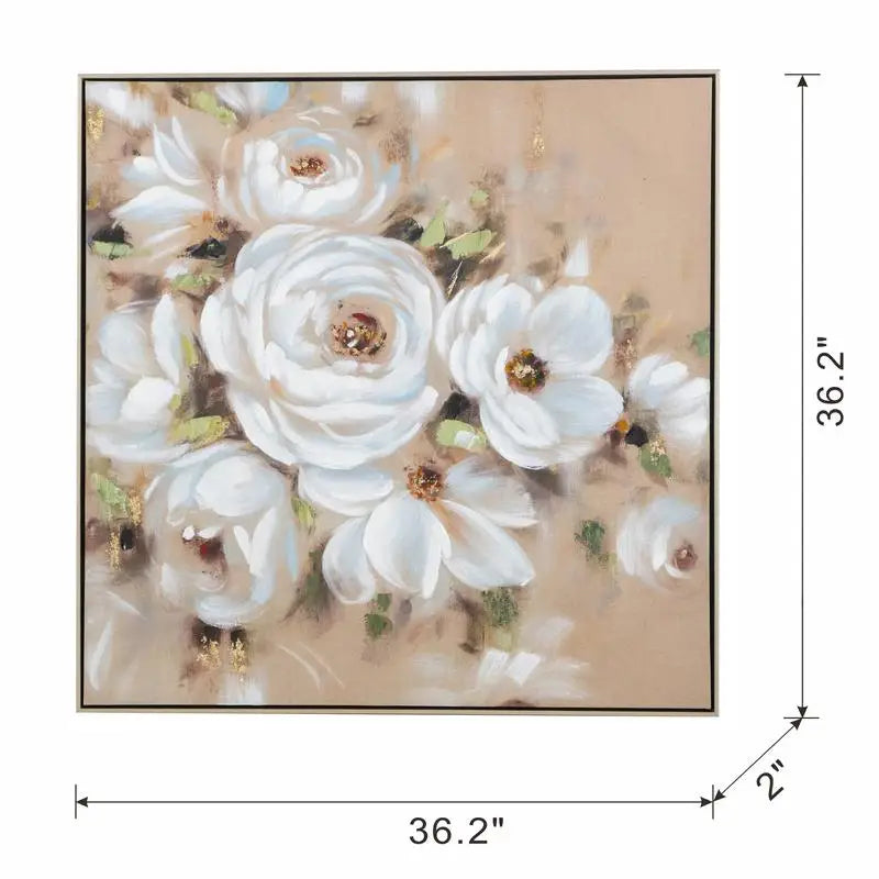 36x36 Square Framed Wall Art - Flower Canvas Print for Home Decor in Living Room, Kitchen, Foyer, Office
