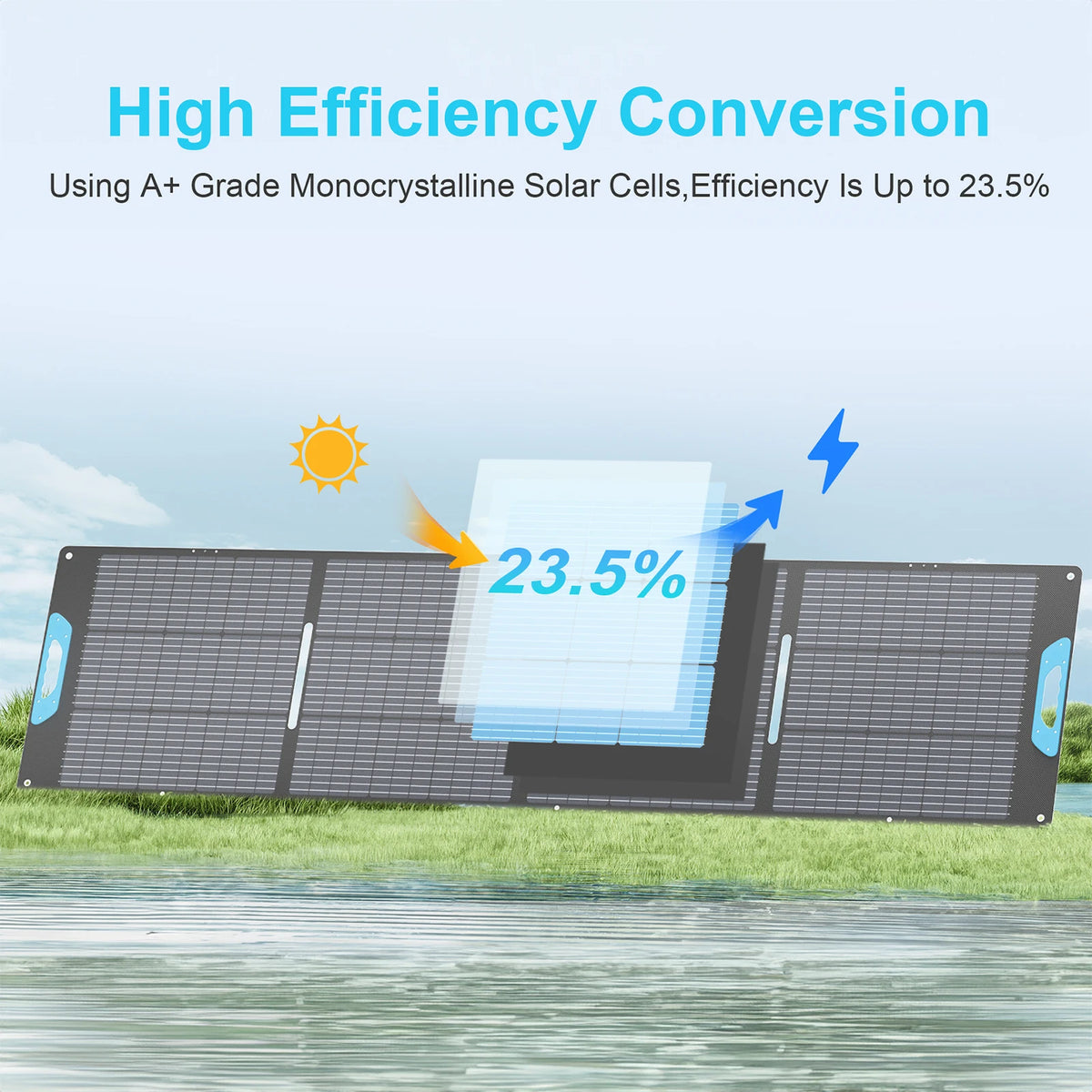 E-POWO Portable Solar Panel 220W ETFE Foldable Solar Charger for Power Station Camping RV Hurricane Phones Full Kit Military-Grade Quality