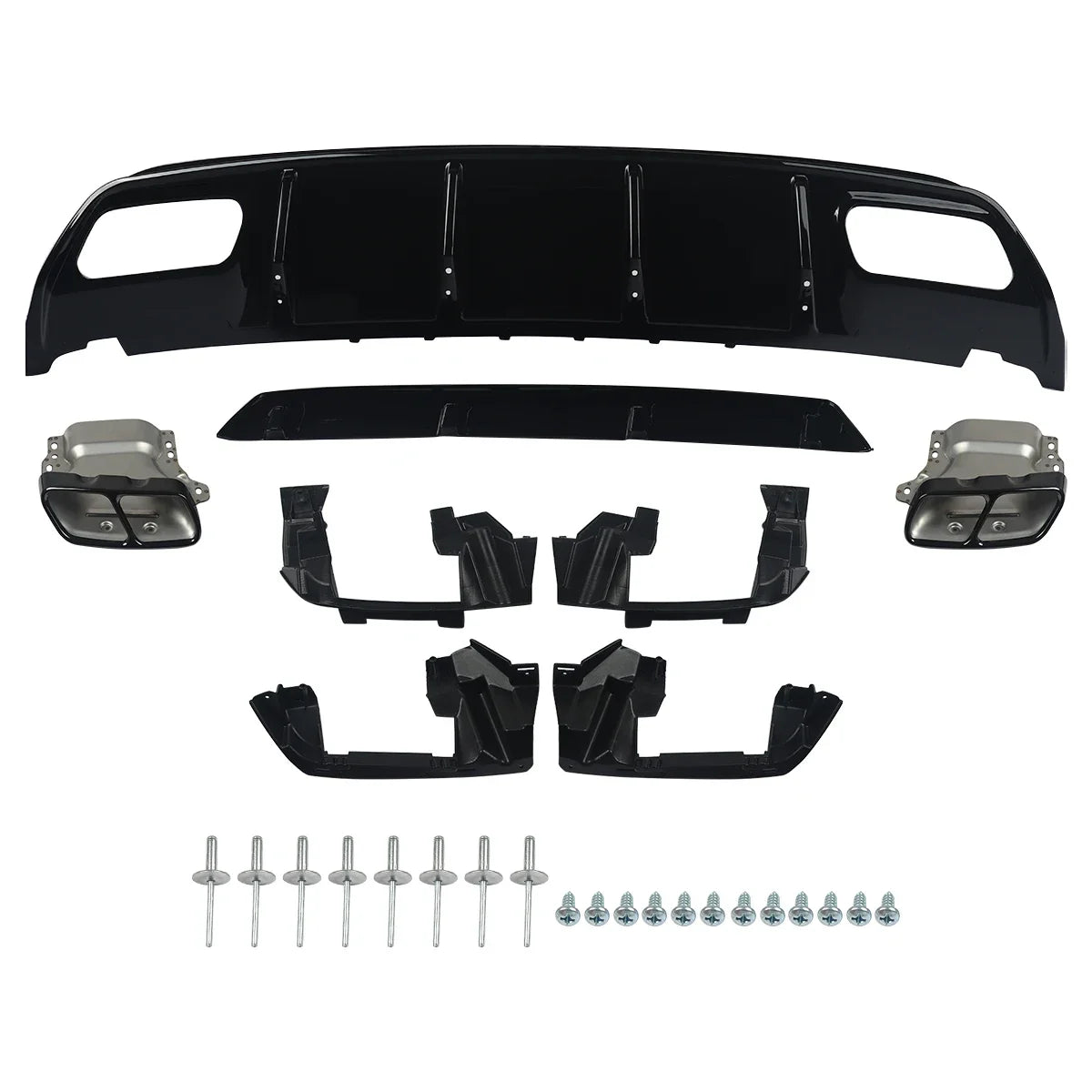 For Mercedes Benz W176 A45 AMG A160 A180 A200 A220 A250 Hatchback Rear Bumper Diffuser Lip Spoiler with Exhaust Tips 2012-2018