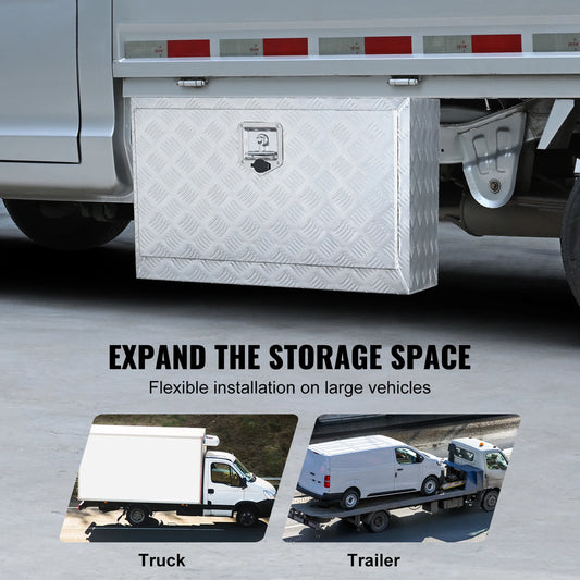 SucceBuy Underbody Truck Box Pickup Storage Box Heavy Duty Aluminum Diamond Plate Tool Box with Lock and Keys for Truck Trailer