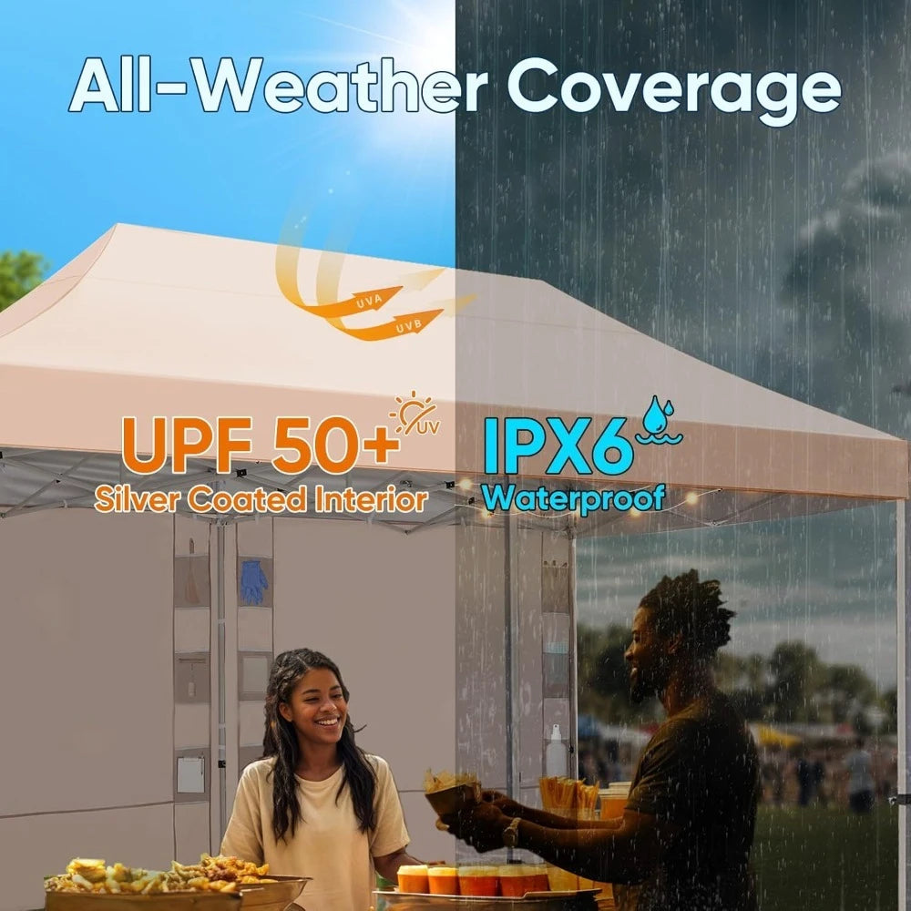 10x20 Heavy Duty Pop up Canopy Tent, Commercial Grade Instant Shelter with Wheeled Bag for Outdoor, Beach, Parties, Markets, 50