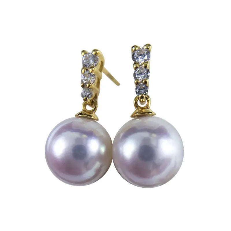 MYSOYA Japan Akoya Seawater Pearl Stud Earrings 5-5.5 Mm With Gift Box For Her Him Suitable For Birthday Wedding Valentine's Day