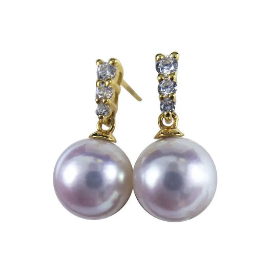 MYSOYA Japan Akoya Seawater Pearl Stud Earrings 5-5.5 Mm With Gift Box For Her Him Suitable For Birthday Wedding Valentine's Day