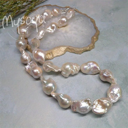 MYSOYA 13-18mm Large Natural Baroque Pearl Necklace For Women Men Gift Box Personalized Birthday Wedding Christmas Jewelry Gift