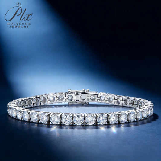 3/4/5/6.5mm Moissanite Tennis Bracelet Silver Color For Women Men Dazzling Crystal Hand Chain Wedding Gift Punk Fashion Jewelry