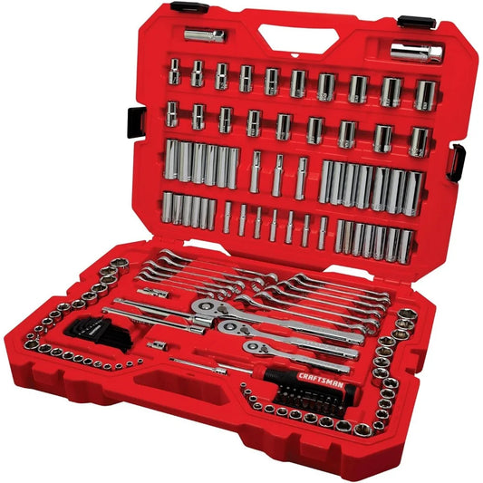 CRAFTSMAN Socket Set, 159 Piece Socket Wrench Set Mechanics Tools 1/4-in., 3/8-in., and 1/2-in(, 6 Point and 12 Point (CMMT12125