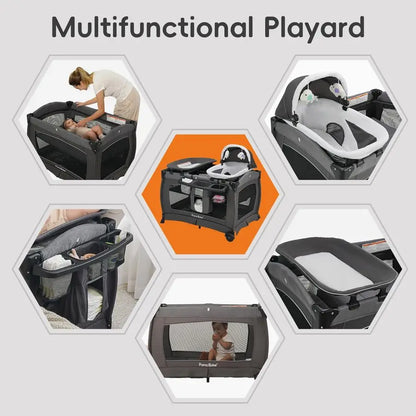 Babe Portable Playpen Foldable Playard for Baby and Toddler Mattress, Changing Table for Newborn Portable Playard