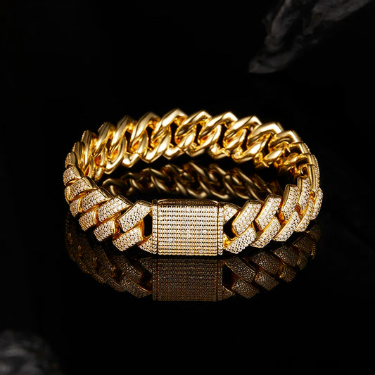 D Color Full Moissanite Real S925 Sterling Silver Cuban Bracelet with GRA Hiphop Cuban Link Chain Fine Jewelry Men Women Gift