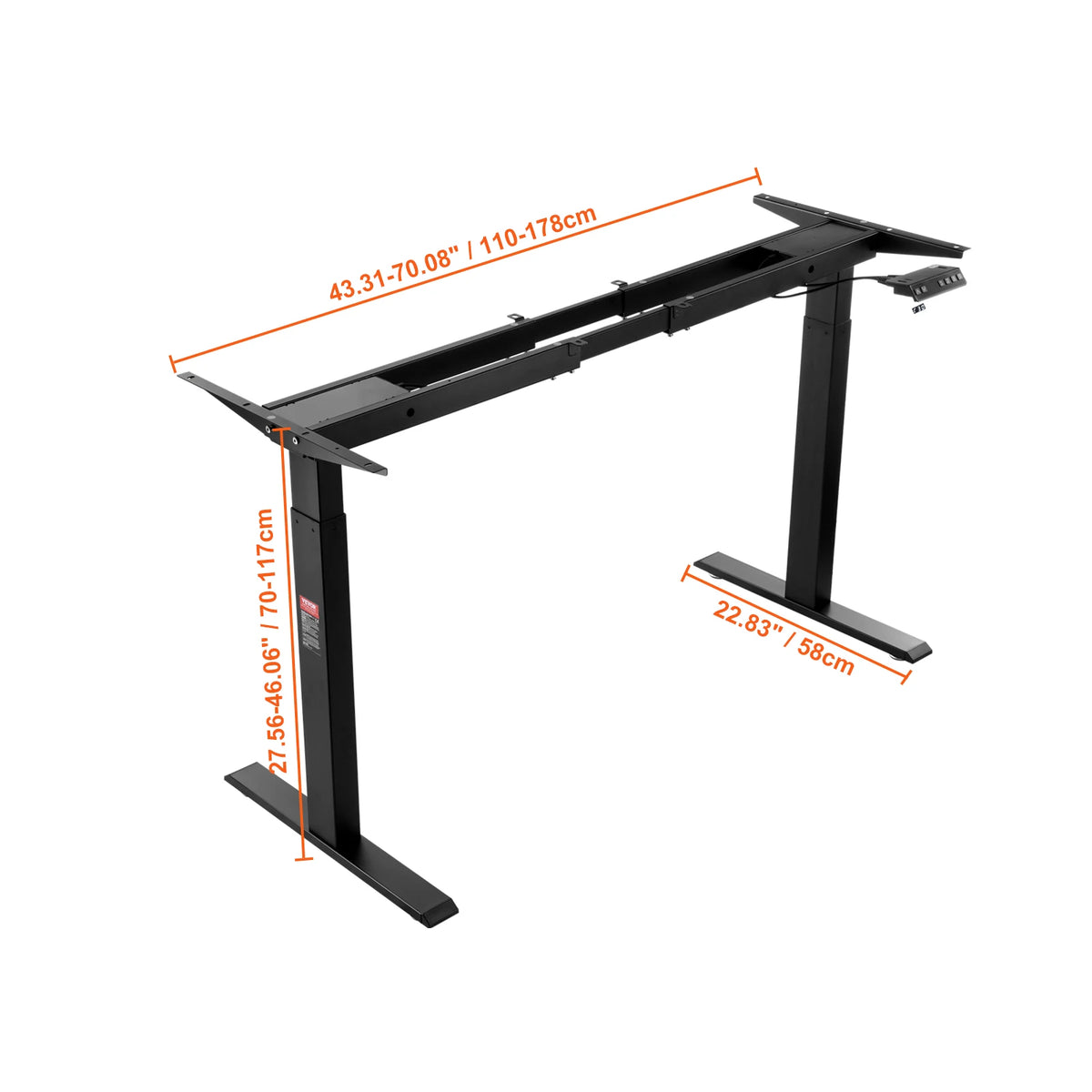 SucceBuy Standing Desk Frame  Electric Stand Up Computer Desk Legs Ergonomic DIY Workstation Base for Home Office Black white