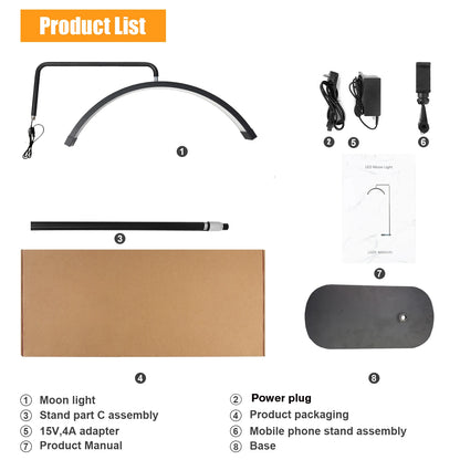 Fosoto FT-Y8II 28 Inch Led Lash Light Half-Moon Shaped Light Led Video Light With Floor Tripod For Tattoo Beauty Salon Eyelash