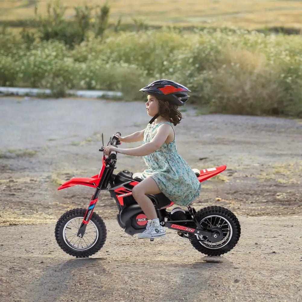 24V Kids Electric Ride Motorcycle with Leather Seat Inflatable Wheel Off Road Toy Car Birthday Gift for Boys And Girls 5-10 Years Old 250W Motor 13.6MPH Fast Speed
