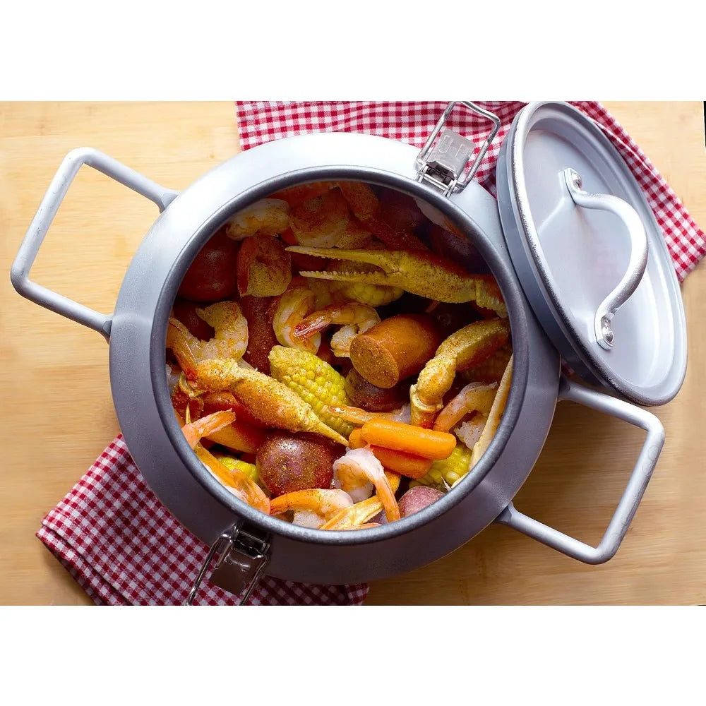 Camping Cookware Jr. Kit | 2 Gallons Steam Cooker, Cooking Rack, & Volume 1 Cookbook