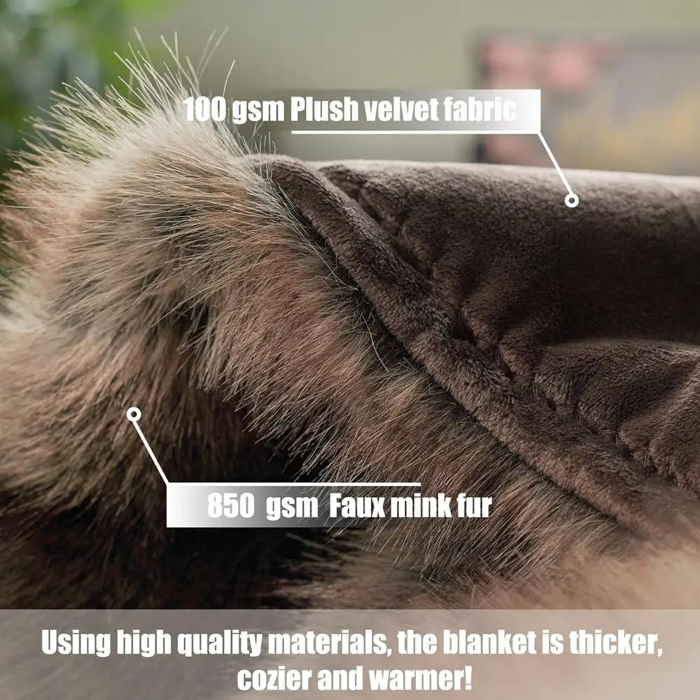 Mink Fur Blanket Luxury Fur Throw Blanket Sofa Fluffy Blanket Super Warm Elegant Cozy Fuzzy Throw Blankets for Couch, Armchair a