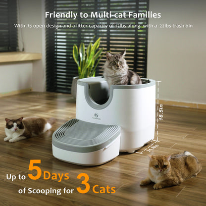 Self-Cleaning Cat Litter Box Open-Top Design with Advanced Safety Sensors Extra Large Capacity for Multi-Cat Homes Automatic Cle