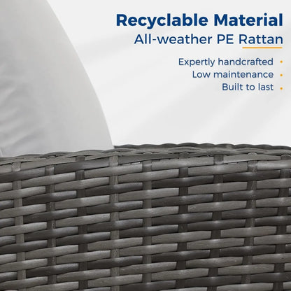 Outdoor Patio Furniture Set, 4-Piece Wicker Conversation Set with Gray Rattan Sofa Chairs and Cushions for Porch or Deck