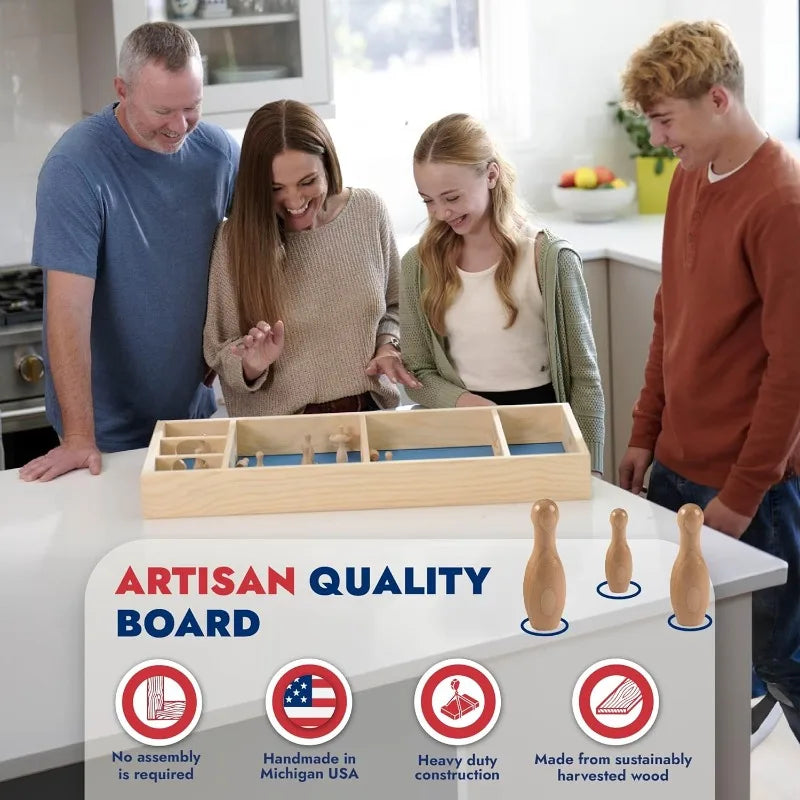 Carrom Skittles Game – Wooden Family Board Games for Family Night – Indoor and Outdoor Large Board Games for Adults & Children