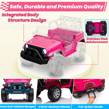 24V Ride On Toys Truck with Remote Control, 2 Seater 800W 9AH Powered Ride on Electric Car, Bluetooth MP3 Music, 4 Whee