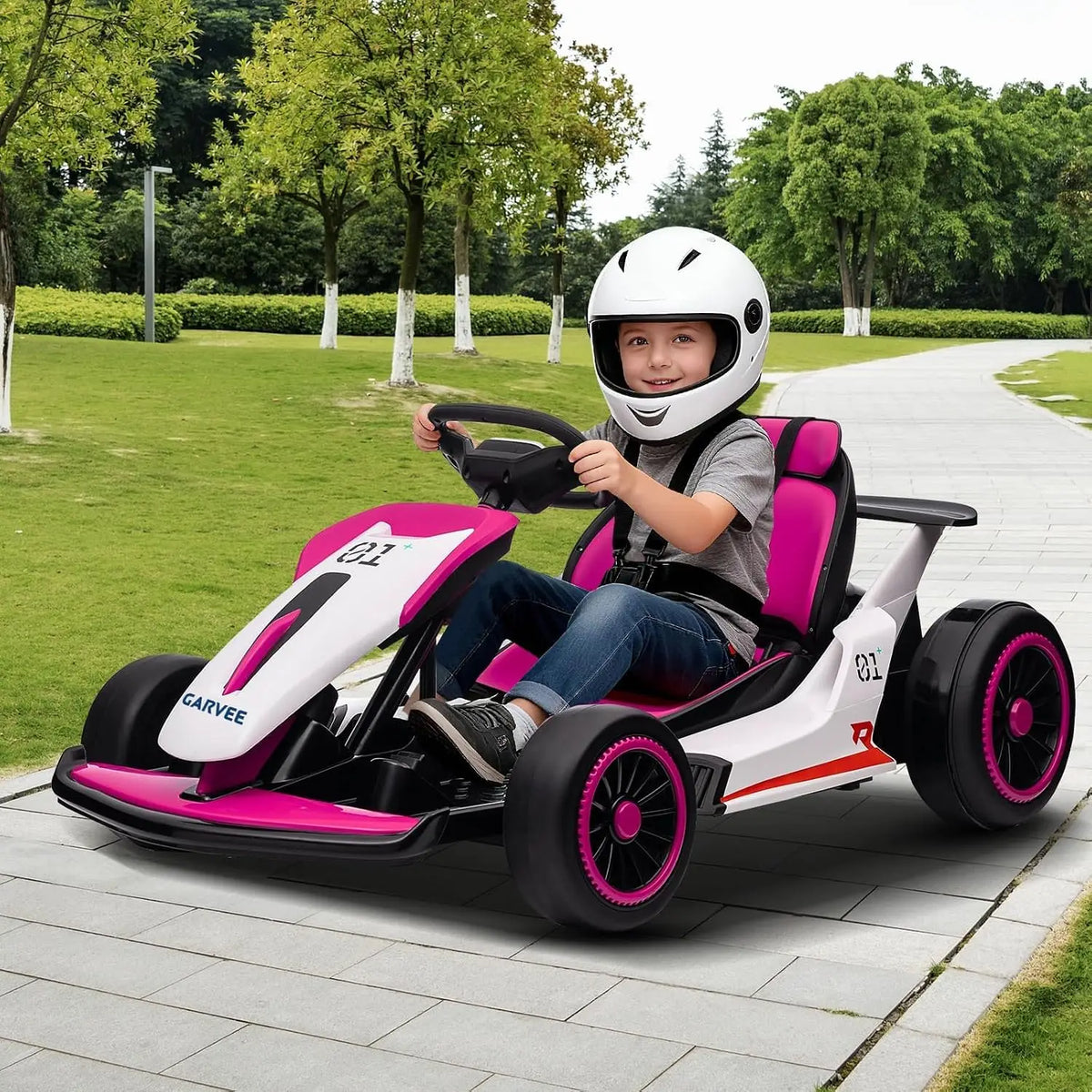 24V Electric Go Kart for Kids – Dual-Motor Drift Ride-On Racing Toy with Safety Belt, Drift & Sports Modes, Outdoor Gift for Boys & Girls Ages 6-12