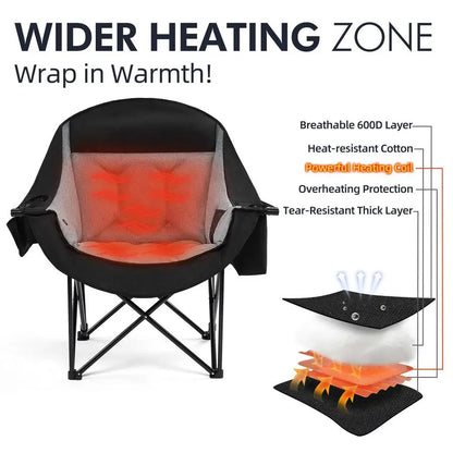 Oversized Camping Chair Heavy Duty Padded Folding Camping Chairs for Adults with Cooling Bag, Side Pocket, Cup Holder and Carry