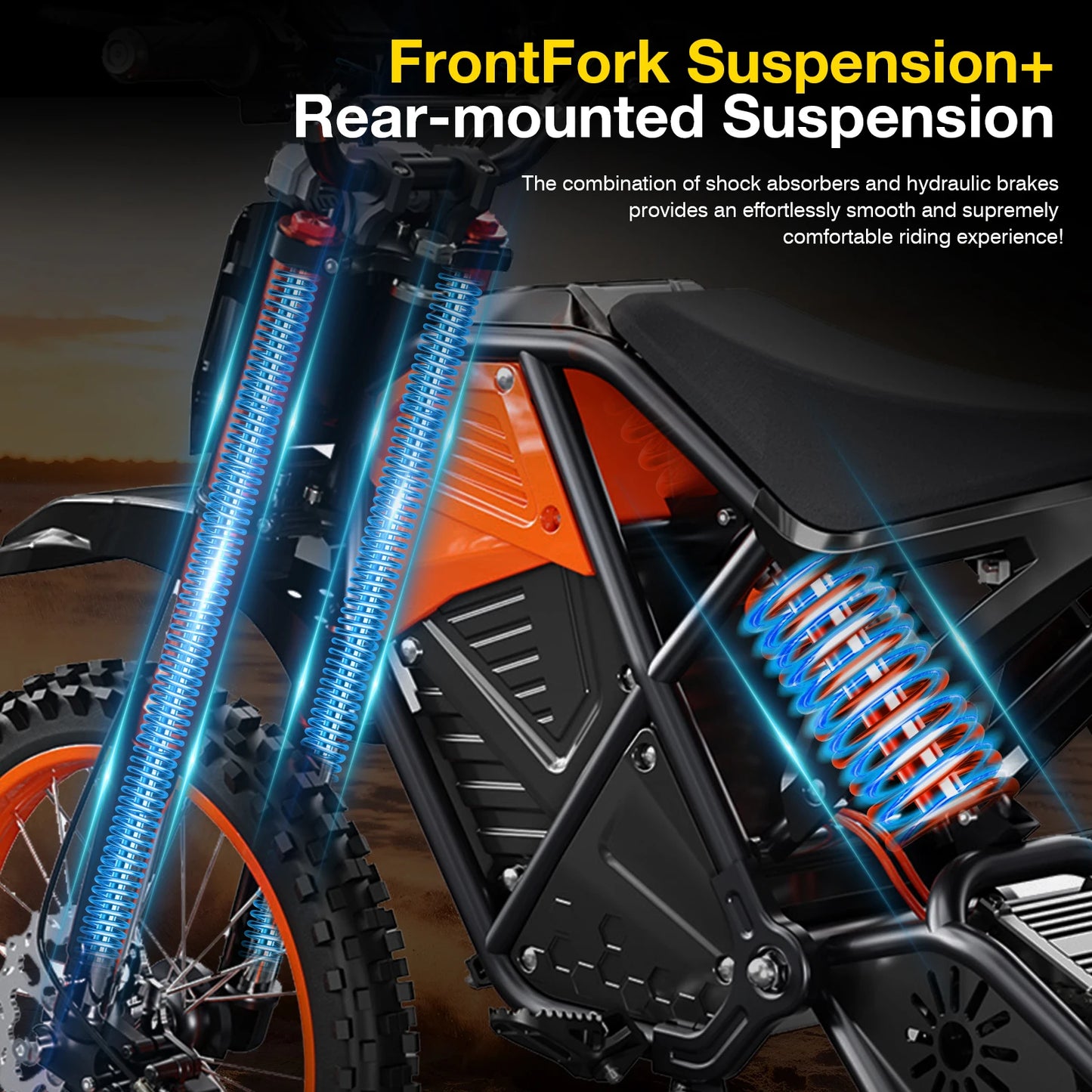 Electric Motorbike for Adult - 3000W Motor, 37.5 MPH,60 Mile Range,14inch Electric Mountain off-road Motorcycle, Electric Bike