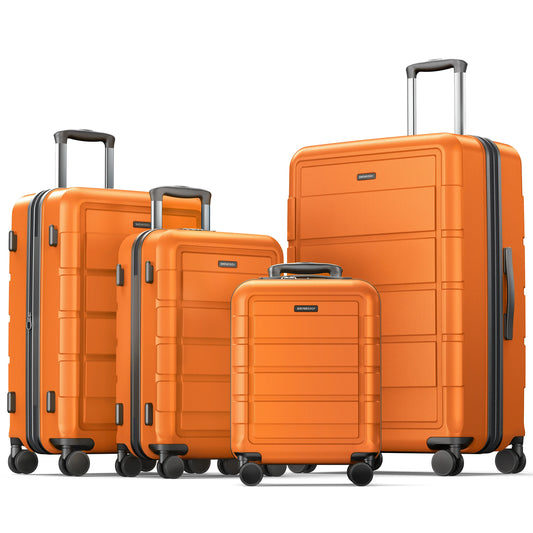 SHOWKOO G-Series Luggage Set 4pcs, 100% PC Durable Hardshell Suitcase Expandable, Smoother Spinner Wheels, YKK Zipper, TSA Lock, Family Travel