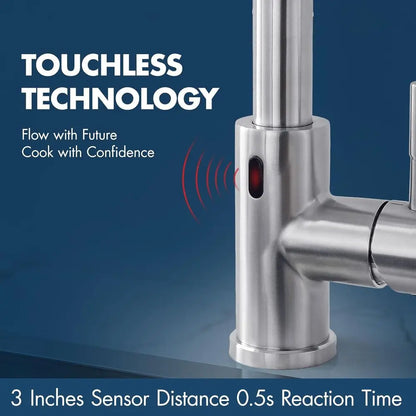 Touchless Kitchen Faucet with Pull Down Sprayer Motion Sensor Hands-Free Smart Activated Brushed Nickel Sink Faucets