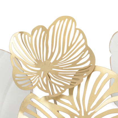 52"x28" 3D Metal Wall Art Leaves, "Gold Flower Blooming" Handmade Wall Hanging Artwork Decoration for Living Room Bedroom Gifts