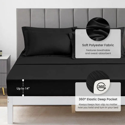 cabin King Size Comforter Set Black, 7 Pieces King Bed in a Bag, All Season Bedding Sets with 1 Comforter, 1 Flat Sheet, 1 Fitte