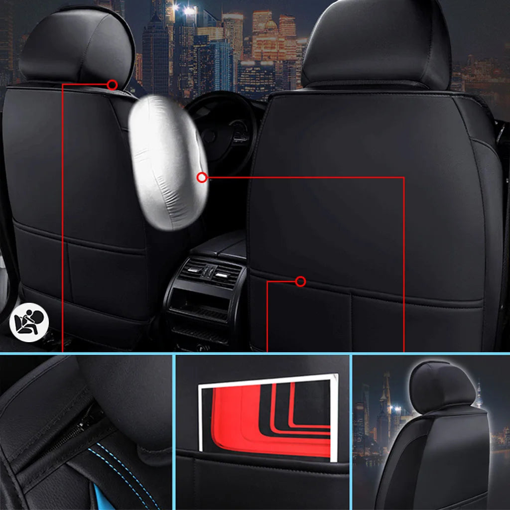 Car Seat Covers Full Set, Fit for VW Golf, Tiguan, Passat, T-Roc, Polo, Touran, Arteon, ID.4, PU Leather Car Seat Protectors