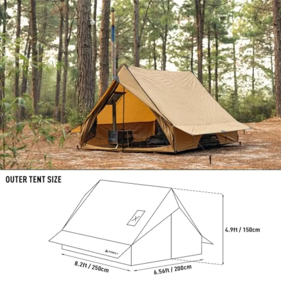 Camping Hot Tent Cabin Tent Chalet 70 Pro Portable Wall Tent with Stove Jack and Two Poles for 2-3 Person Hiking Backpacking