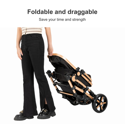 All-Terrain 3-in-1 Baby Stroller Travel System, Lightweight Foldable Pram from Birth,Compact Pushchair with Aluminum Frame,