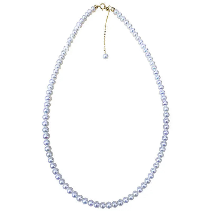 MYSOYA Japan Akoya Seawater Pearl Necklace 5.5-6 Mm Golden S925 Silvery Chain With Gift Box for Her Him for Birthday Wedding