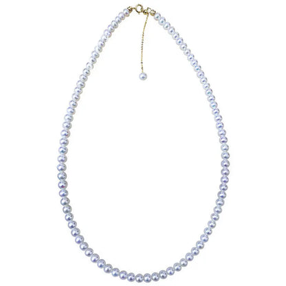 MYSOYA Japan Akoya Seawater Pearl Necklace 5.5-6 Mm Golden S925 Silvery Chain With Gift Box for Her Him for Birthday Wedding