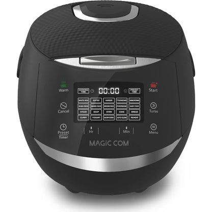MAGiC COM rice cooker, 10Cup(Uncooked) 20cup(Cooked) Family-Sized,Steamer with Non-Stick Inner Pot,Delay Timer & Keep Warm,Black