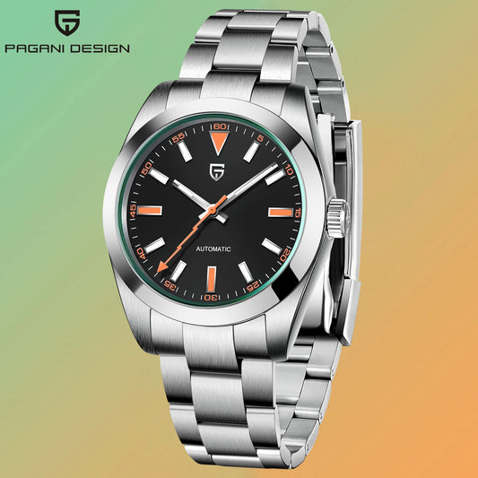 PAGANI DESIGN Men's Watches Luxury Automatic Watch for Men Green Glass Mechanical Watches AR Sapphire crystal Wristwatch Men
