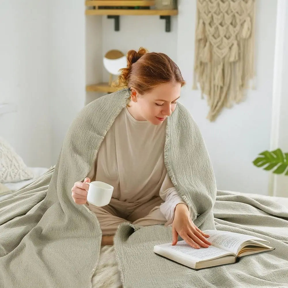 88x92 100% Pure Linen Oversized King Blanket - Soft Linen Reversible Throw Blanket in Natural Color Bed Blanket (Flax Color, 88x