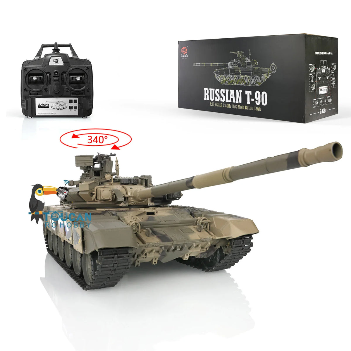 US Stock 2.4Ghz Russia T90 RTR RC Tank Heng Long 1/16 7.0 Plastic Remote Control Tanks Model 3938 Realistic Military Panzer Vehicle Toy for Boys