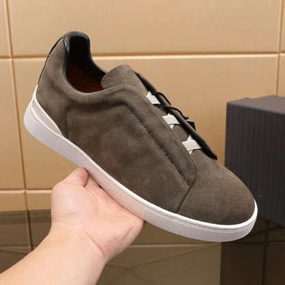 2025 New Genuine Leather High-End Men's Shoes, Slip-On European Trend Board Shoes, Casual Commute Versatile
