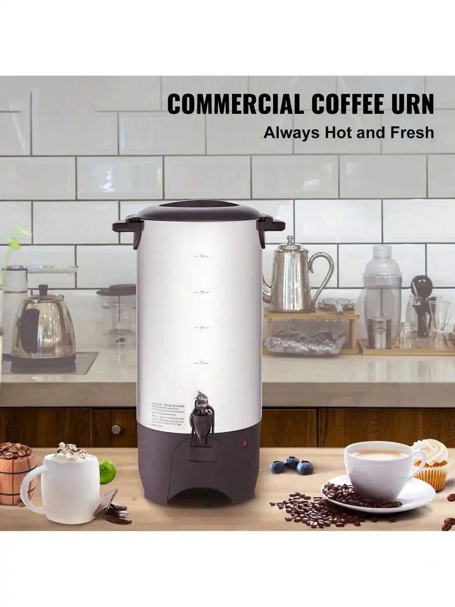 Commercial Coffee Urn, 50 Cups Stainless Steel Large Coffee Dispenser, 1000W 110V Electric Coffee Maker Urn For Quick Brewing, H