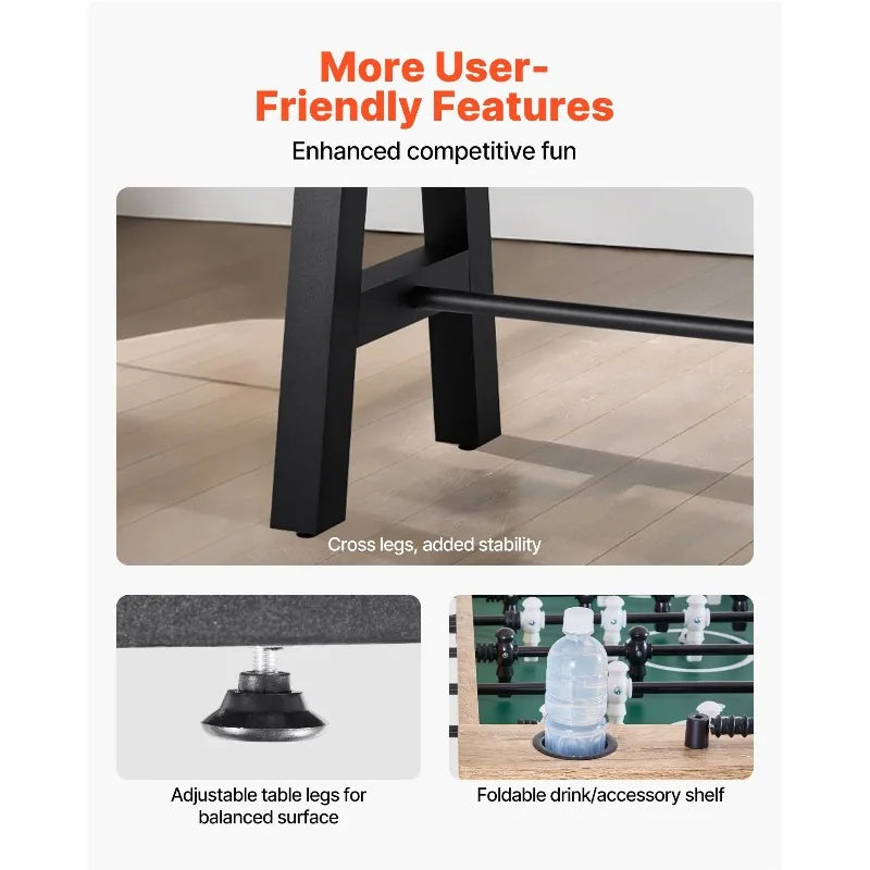 55 inch Foosball Soccer Game Table Standard Size Indoor Table for Home Game Room