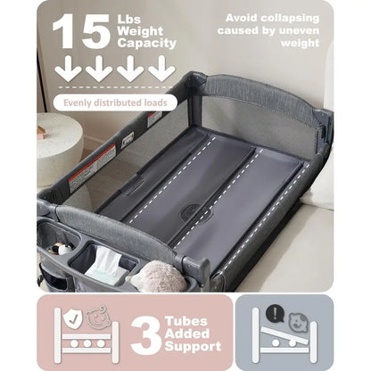 4 in 1 Baby Bassinet Bedside Sleeper, 4 Functions Crib, Playard, Portable Changing Table, Bassinet for Newborn Baby, Bedsaide Be