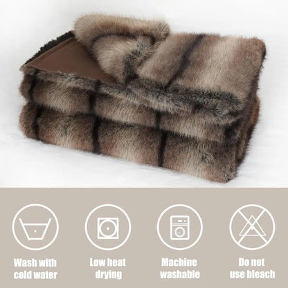 Mink Fur Blanket Luxury Fur Throw Blanket Sofa Fluffy Blanket Super Warm Elegant Cozy Fuzzy Throw Blankets for Couch, Armchair a