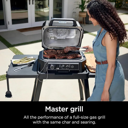 Ninja Woodfire ProXL Outdoor Grill and Smoker, 4-in-1 Master Grilling System, BBQ Smoker, Outdoor Air Fryer, Bake, Portable, Ele