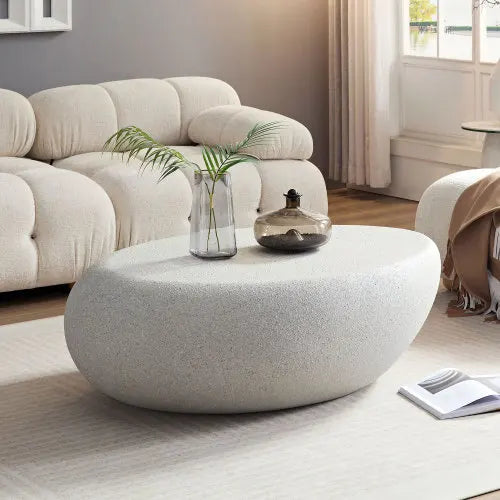 43.31 '' living room oval coffee table retro table, matte rock table, irregular center table, no assembly required