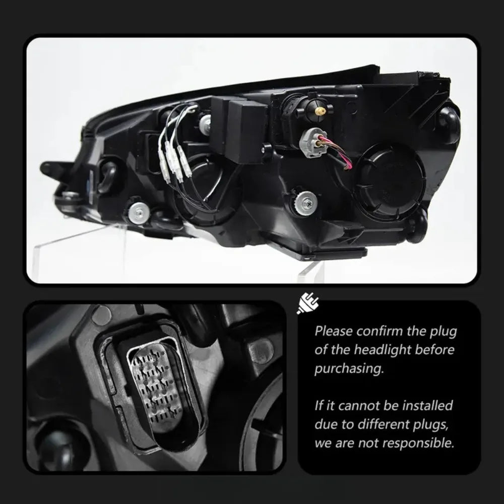 2Pcs Car LED Lights For Golf 7 2013-2017  Headlight MK7 Upgrade  Design LED Auto Headlights Assembly DRL Bifocal Lens Lamp Accessories