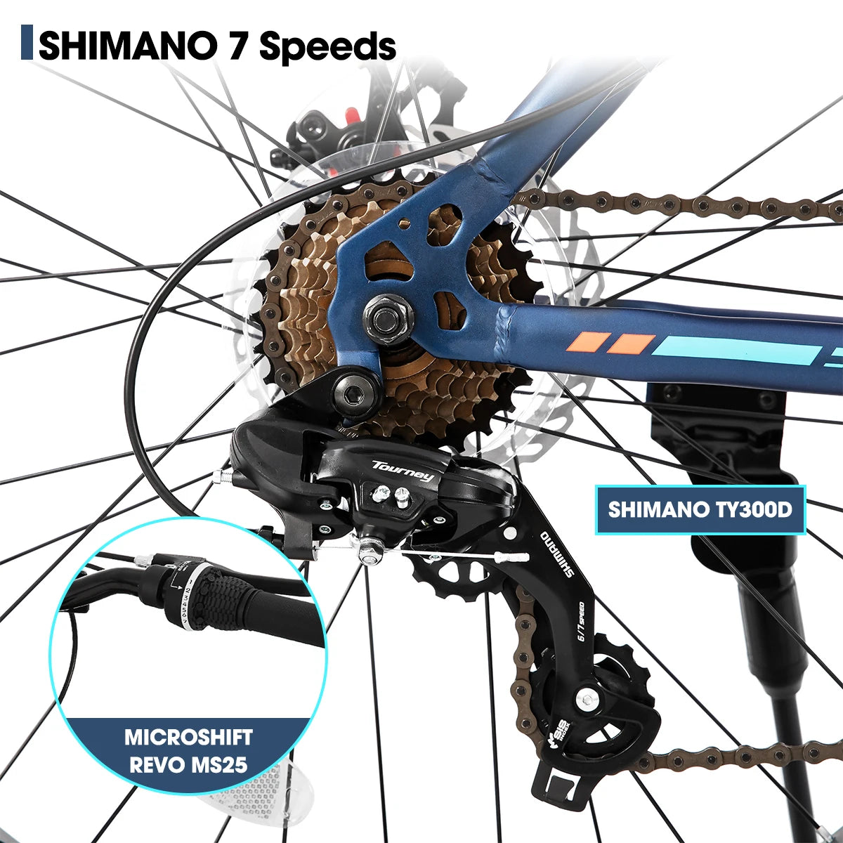 Hiland 20 Inch Kids' Bike Fat Tire Mountain Bike for Boys and Girls, Shimano 7-Speed, Dual-Disc Brake,Beach and Snow Bicycle