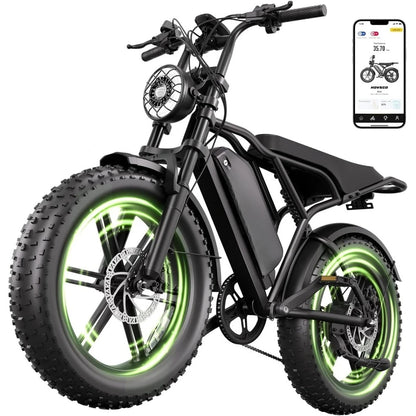 Electric Bike for Adults-1500W Peak Motor, 32MPH Off-Road Fat Tire Ebike, 20"x4.0" Tires, 48V 15/25AH Battery, Dual Suspension